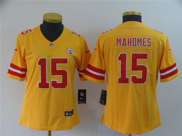Womens Kansas City Chiefs #15 Patrick Mahomes Nike Gold Inverted Legend Jersey