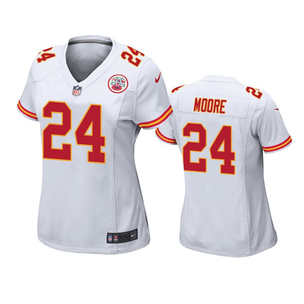 Womens Kansas City Chiefs #24 Skyy Moore White Stitched Limited Jersey
