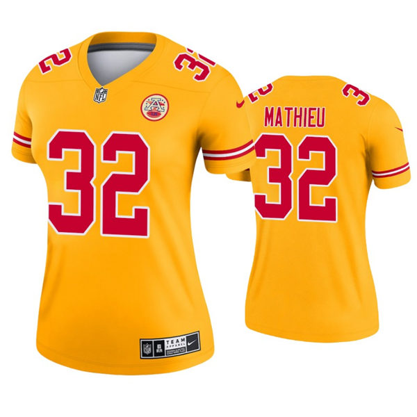 Womens Kansas City Chiefs #32 Tyrann Mathieu Nike Gold Inverted Legend Jersey