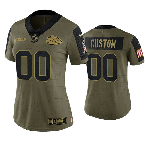 Womens Kansas City Chiefs Custom Nike Olive 2021 Salute To Service Limited Jersey