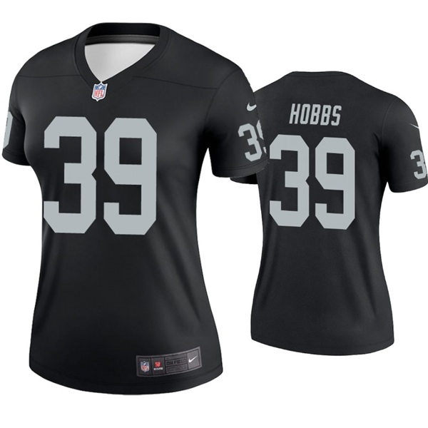 Womens Las Vegas Raiders #39 Nate Hobbs Nike Black Stitched Limited Jersey
