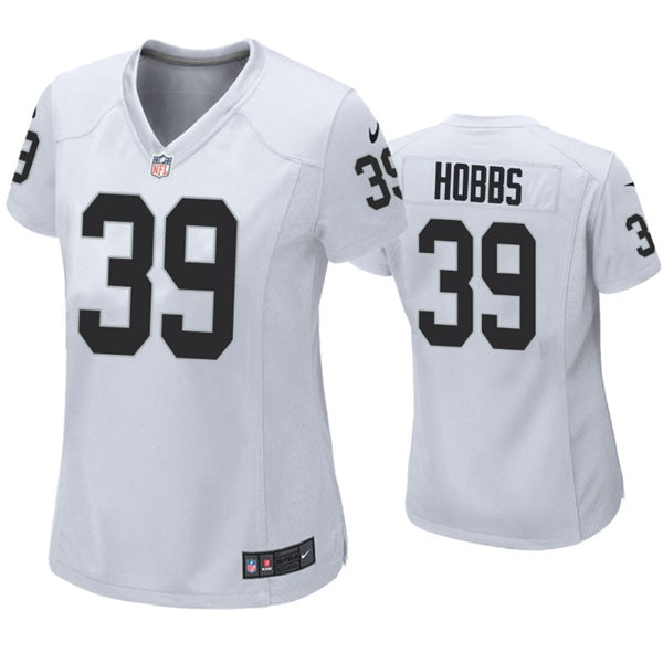 Womens Las Vegas Raiders #39 Nate Hobbs Nike White Stitched Limited Jersey