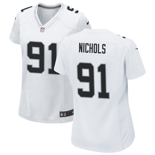 Womens Las Vegas Raiders #91 Bilal Nichols Nike White Limited Jersey