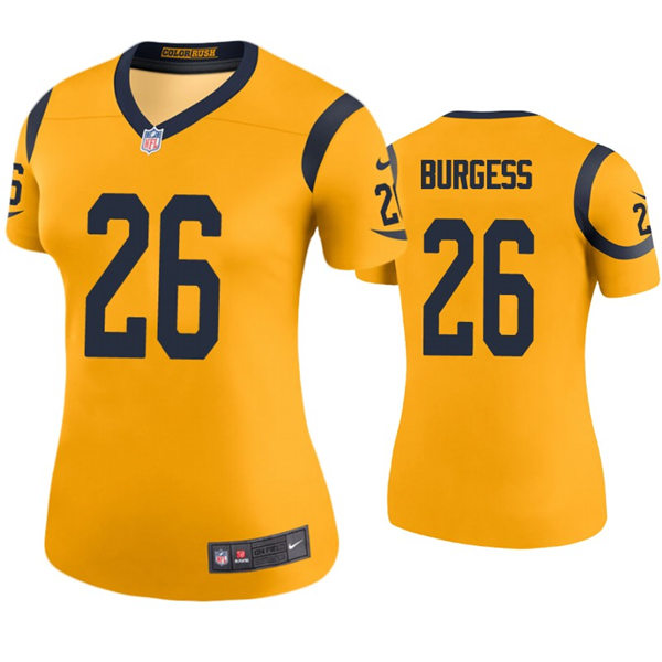 Womens Los Angeles Rams #26 Terrell Burgess Nike Gold Color Rush Jersey
