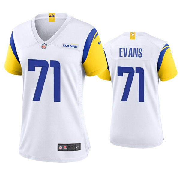 Womens Los Angeles Rams #71 Bobby Evans 2021 Nike White Modern Throwback Jersey