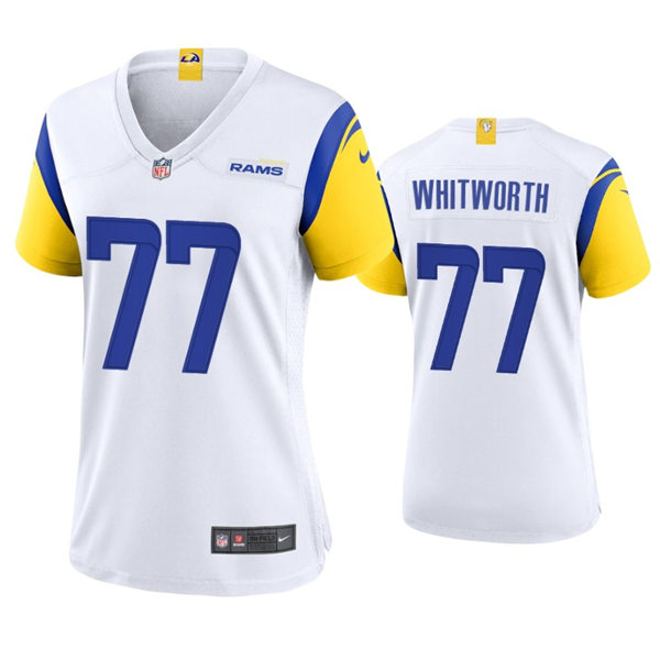 Womens Los Angeles Rams #77 Andrew Whitworth 2021 Nike White Modern Throwback Jersey