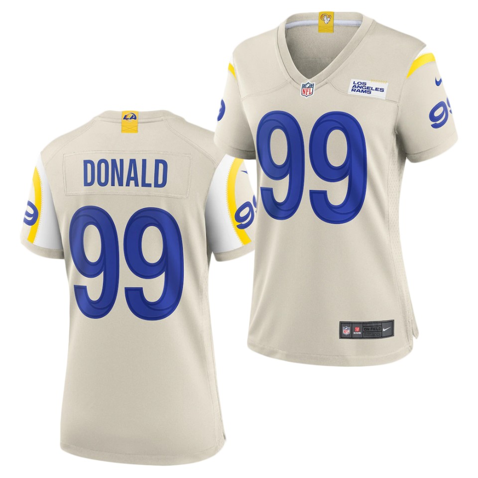 Womens Los Angeles Rams #99 Aaron Donald Stitched Nike Bone Limite Jersey