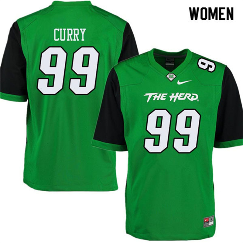 Womens Marshall Thundering Herd #99 Vinny Curry 2012-19 Green Black Sleeves Nike College Football Game Jerse