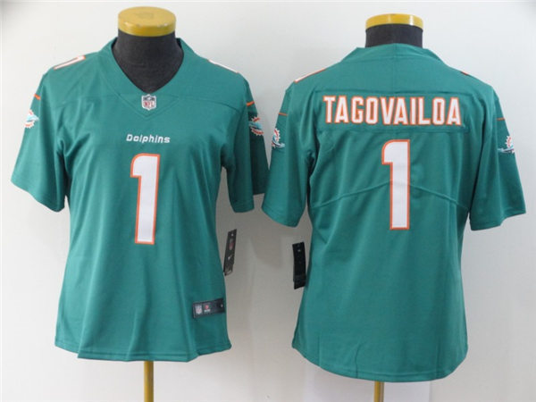 Womens Miami Dolphins #1 Tua Tagovailoa Nike Aqua Vapor Limited Jersey