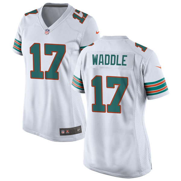 Womens Miami Dolphins #17 Jaylen Waddle Nike White Retro Alternate Vapor Limited Jersey