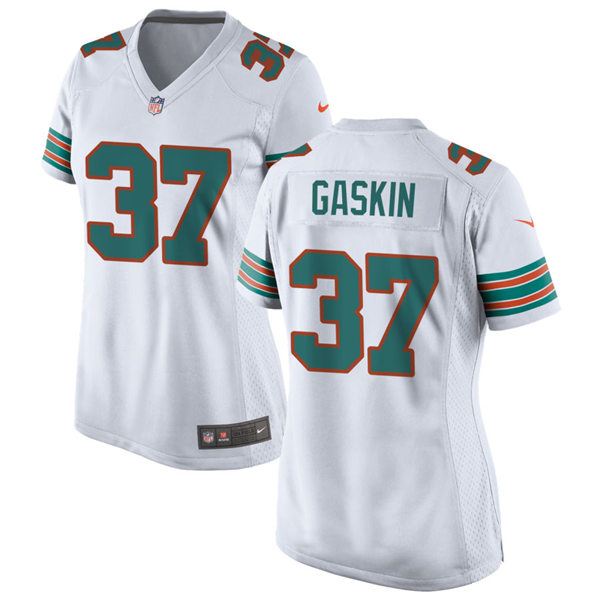 Womens Miami Dolphins #37 Myles Gaskin Nike White Retro Alternate Vapor Limited Jersey