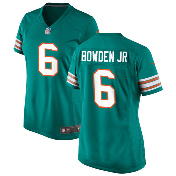 Womens Miami Dolphins #6 Lynn Bowden Nike Aqua Retro Alternate Vapor Limited Jersey