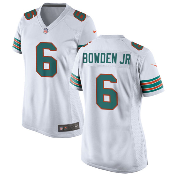 Womens Miami Dolphins #6 Lynn Bowden Nike White Retro Alternate Vapor Limited Jersey
