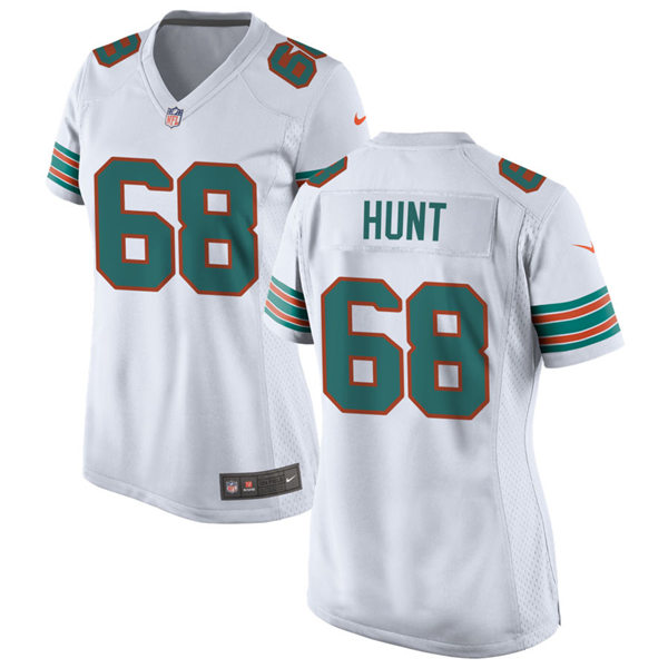 Womens Miami Dolphins #68 Robert Hunt Nike White Retro Alternate Vapor Limited Jersey