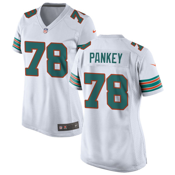 Womens Miami Dolphins #78 Adam Pankey Nike White Retro Alternate Vapor Limited Jersey