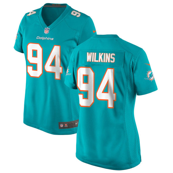 Womens Miami Dolphins #94 Christian Wilkins Nike Aqua Vapor Limited Jersey