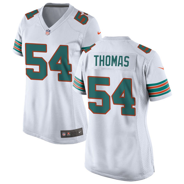Womens Miami Dolphins Retired Player #54 Zach Thomas Nike White Retro Alternate Vapor Limited Jersey