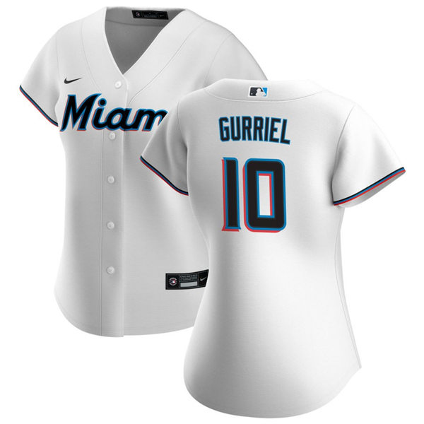 Womens Miami Marlins #10 Yuli Gurriel Nike White Home Replica Jersey