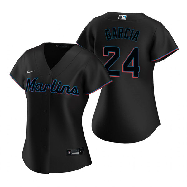 Womens Miami Marlins #24 Avisail Garcia Nike Black Alternate Jersey