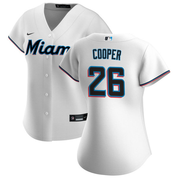 Womens Miami Marlins #26 Garrett Cooper Nike White Home Replica Jersey