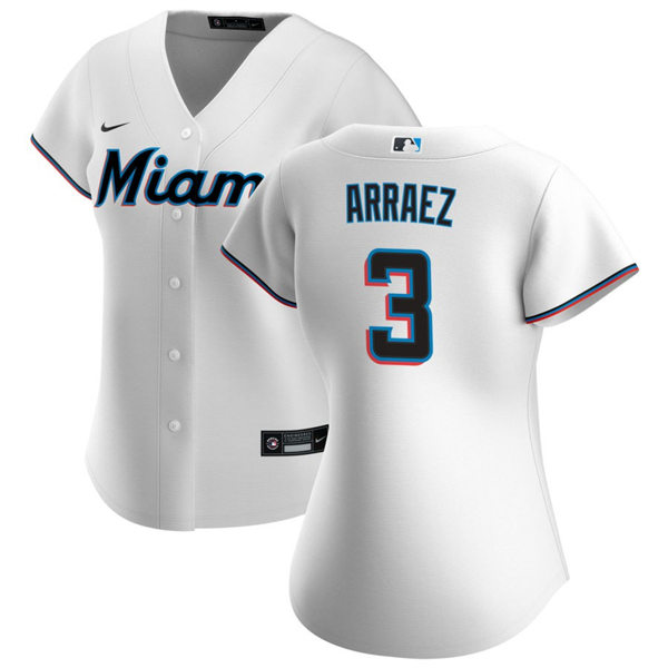 Womens Miami Marlins #3 Luis Arraez Nike White Home Replica Jersey