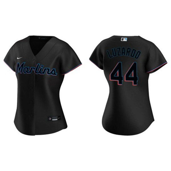 Womens Miami Marlins #44 Jesus Luzardo Nike Black Alternate Replica Jersey