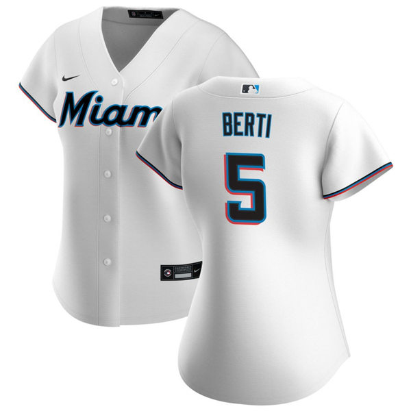Womens Miami Marlins #5 Jon Berti Nike White Home Replica Jersey