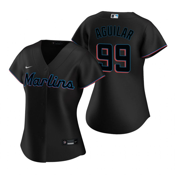 Womens Miami Marlins #99 Jesus Aguilar Nike Black Alternate Jersey