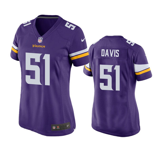 Womens Minnesota Vikings #51 Wyatt Davis Nike Purple Limited Jersey