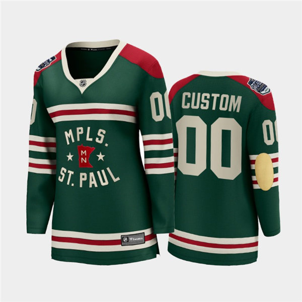 Womens Minnesota Wild Custom Adidas Green 2022 Winter Classic Jersey Stitched