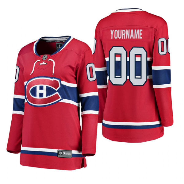 Womens Montreal Canadiens Custom Stitched Adidas Home Red Jersey Stitched