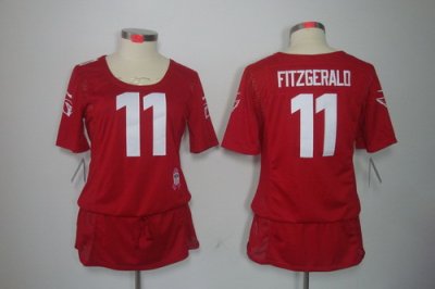 Womens NEW Arizona Cardicals 11 Larry Fitzgerald breast Cancer Awareness Red Jerseys