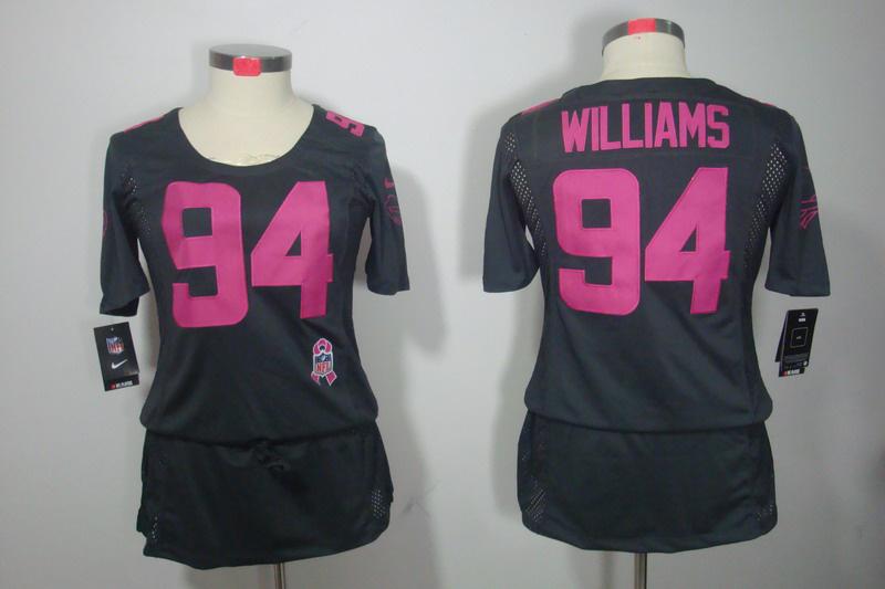 Womens NEW Buffalo Bills 94 Williams breast Cancer Awareness Dark grey Jerseys