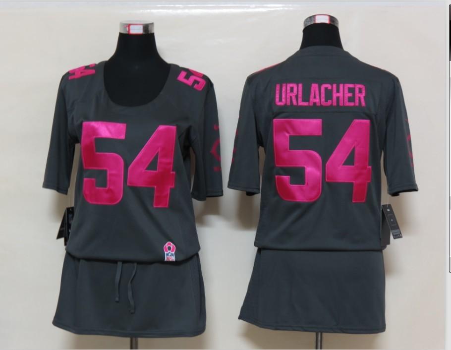 Womens NEW Chicago Bears 54 Urlacher breast Cancer Awareness Dark grey Jerseys
