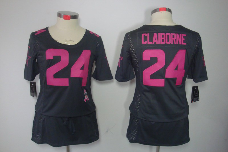 Womens NEW Dallas cowboys 24 Morris Claiborne breast Cancer Awareness Dark grey Jerseys