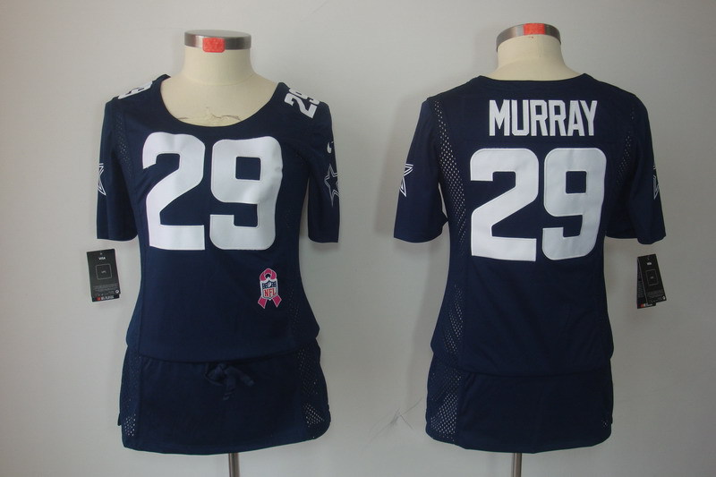 Womens NEW Dallas cowboys 29 DeMarco Murray breast Cancer Awareness Blue Jerseys