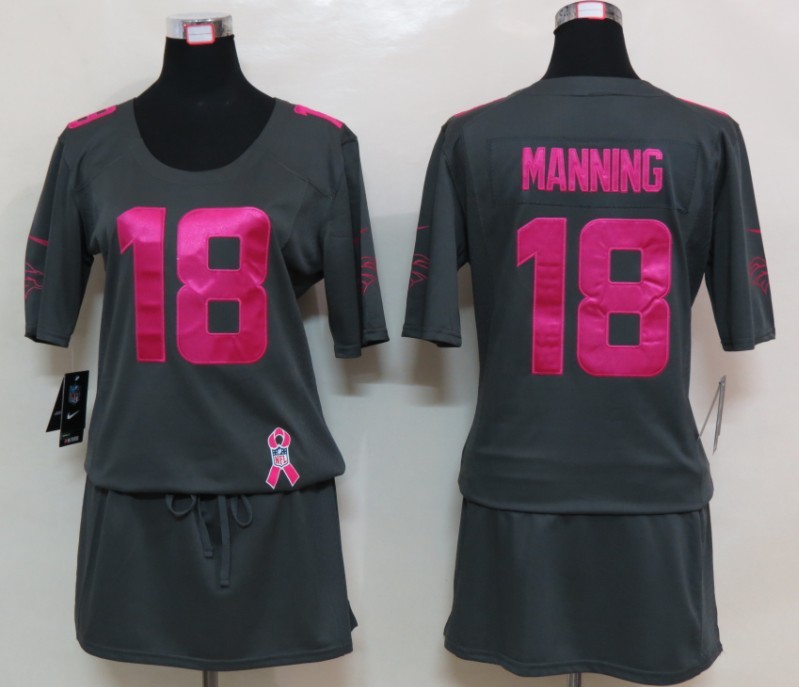 Womens NEW Denver Broncos 18 Manning Elite breast Cancer Awareness Dark grey Jersey