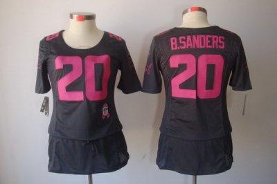 Womens NEW Detroit Lions 20 B.sanders Elite breast Cancer Awareness Dark grey Jerseys