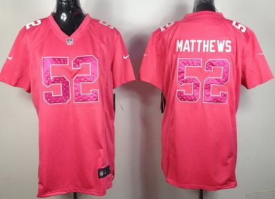 2012 Womens NEW NFL Green Bay Packers 52 Clav Matthews Pink Jerseys