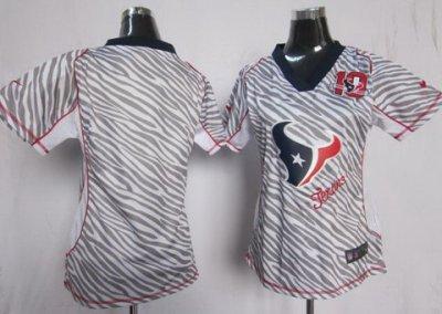 Womens NEW Houston Texans Blank FEM FAN Zebra NFL Jerseys W 80th Patch
