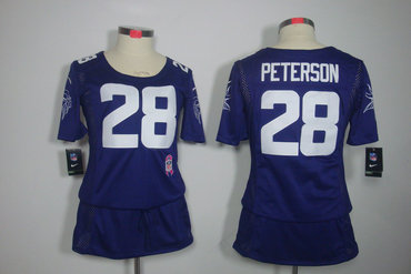 Womens NEW Minnesota Vikings 28 Adrian Peterson Elite breast Cancer Awareness Purple Jerseys