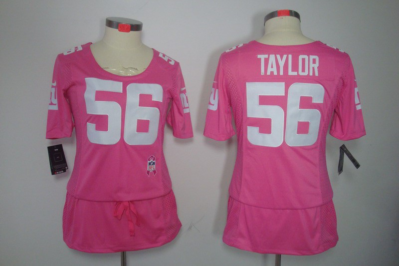 Womens NEW New York Giants 56 Lawrence Taylor breast Cancer Awareness Pink Jerseys
