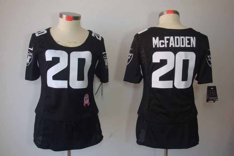 Womens NEW Oakland Raiders 20 Darren McFadden Elite breast Cancer Awareness Black Jerseys