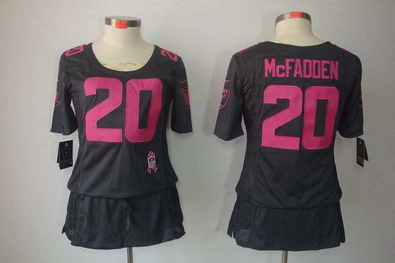 Womens NEW Oakland Raiders 20 Darren McFadden Elite breast Cancer Awareness Dark grey Jerseys