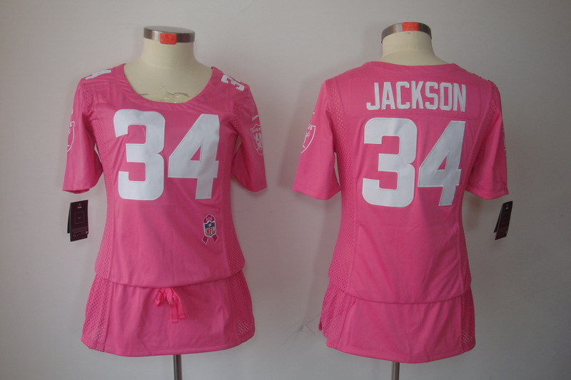 Womens NEW Oakland Raiders 34 Bo Jackson Elite breast Cancer Awareness Pink Jerseys