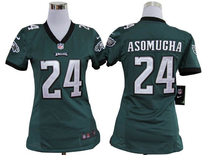 Womens NEW Philadelphia Eagles #24 Nnamdi Asomugha Green Game Jerseys