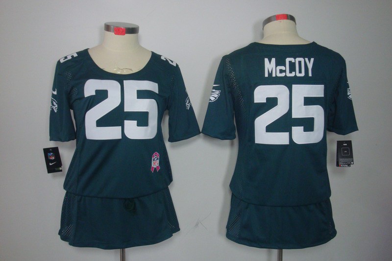 Womens NEW Philadelphia Eagles 25 LeSean McCoy Elite breast Cancer Awareness Green Jerseys