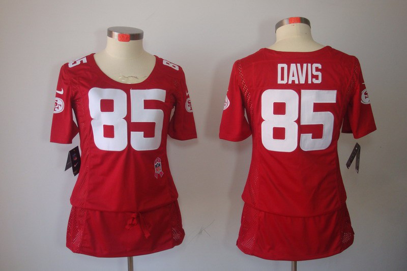 Womens NEW San Francisco 49ers #85 Vernon Davis Elite breast Cancer Awareness Red Jerseys