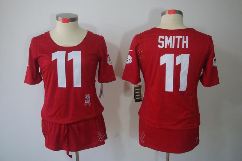 Womens NEW San Francisco 49ers 11 Alex Smith breast Cancer Awareness Red Jerseys