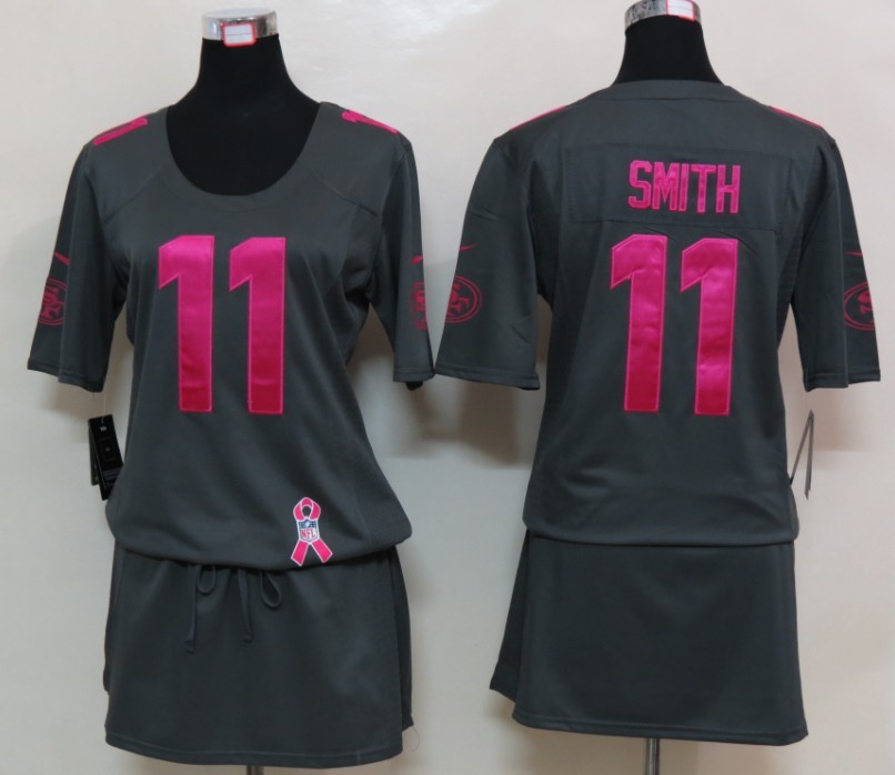 Womens NEW San Francisco 49ers 11 Smith Elite breast Cancer Awareness Dark grey Jersey
